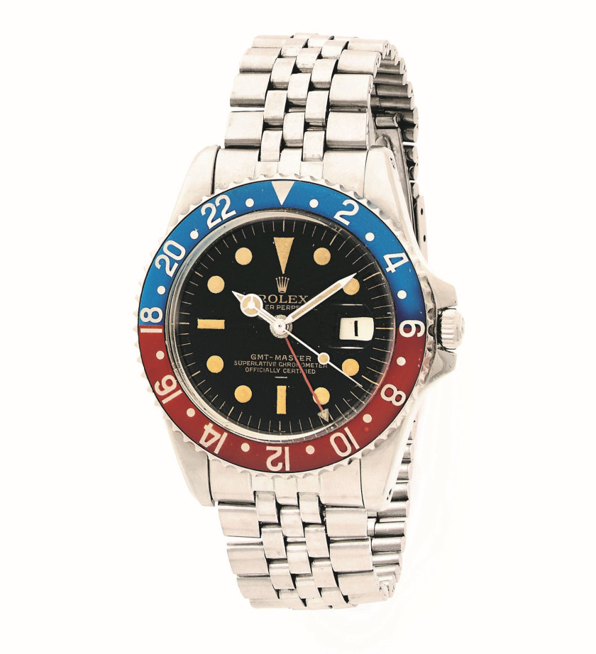 Reference 1675 GMT-Master 'Pepsi' A stainless steel automatic dual time  wristwatch with date and bracelet, Circa 1968, Fine Watches, 2021