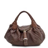 FENDI DEUX SACS en cuir grainé et tressé chocolat agrémentés d'un rabat porte-monnaie (un élément à refixer) (30x38x12) (petite patine d'usage)