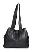 LONGCHAMP CABAS en vachette noir doublé de simili cuir (32 x 35 x 13 cm) (importante patine d'usage)