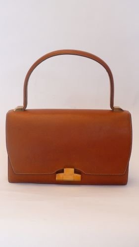 HERMES Paris Sac Lido en cuir naturel grain