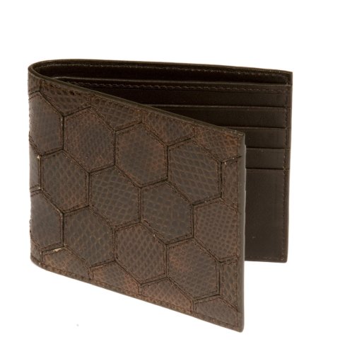 NICOLAS ROBERT- Porte feuille / monnaie en serpent marron.