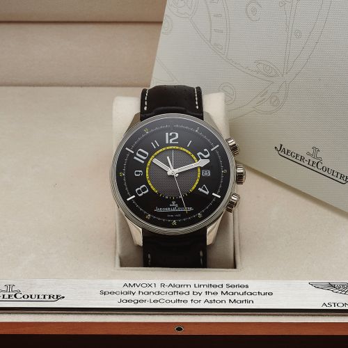 JAEGER LECOULTRE REF. 181.8.97 ASTON MARTIN AMVOX 1 LIMITED EDITION PLATINUM. Jaeger-LeCoultre, Amvox 1 - Alarm, Aston Martin Limited Series. 1000-hour control" No. 112 / 150, Ref. 181.8.97. Made in a. limited edition of 150 pieces to celebrate the 40th A