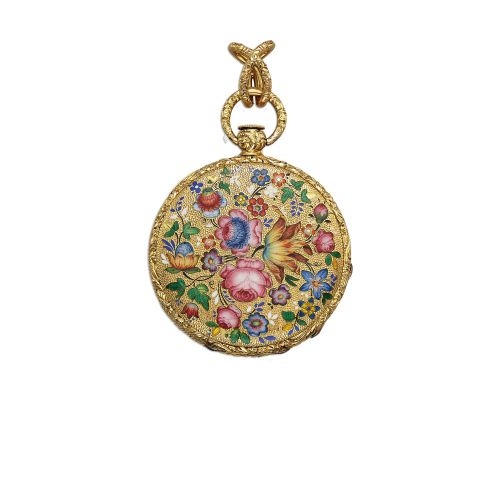 MOILLIET & CO.. Moilliet & Co. à Genève, No. 30151. Made circa 1800.. Very fine and rare, yellow gold and enamel. key-wound pendant / dress watch.