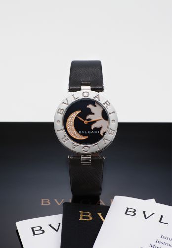 BVLGARI REF. BZ35S B. ZERO1. DIAMOND AND STEEL. Bvlgari, ''B. zero1'', No. L0476, Ref. BZ35S. Made circa 2000.. Fine and elegant, steel and diamonds quartz lady's. wristwatch with steel Bvlgari deployant clasp.. Accompanied by the fitted box and guarantee