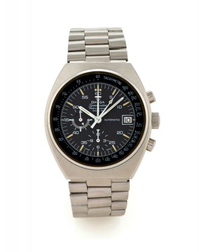 OMEGA SPEEDMASTER MARK IV STEEL.Omega Speedmaster, Automatic, movement number 34684219, Ref. ST 176.009..Made in the late 1970s..Fine and rare, self-winding, water-resistant, tonneaushaped, stainless steel wristwatch with day.date, round button chronograp