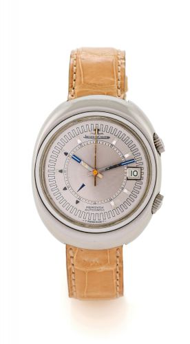 JAEGER LECOULTRE MEMOVOX GT AUTOMATIC SPEED BEAT.Jaeger LeCoultre, Memovox GT Automatic, case No. 1276770, Ref. E873. Made in the 1960's..Fine, center-seconds, self-winding, stainless steel wristwatch with alarm, date and two crowns.