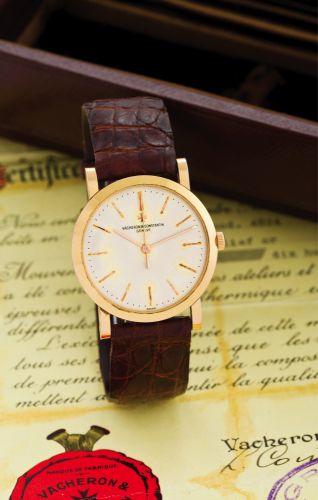 VACHERON & CONSTANTIN, REF. 4824 PINK GOLD.Vacheron & Constantin, Genève, No. 519156, case No..352629, Ref. 4824. Sold on October 18th, 1956..Fine, center-seconds, 18K pink gold gentleman's wristwatch..Accompanied by the original fitted box and certificat