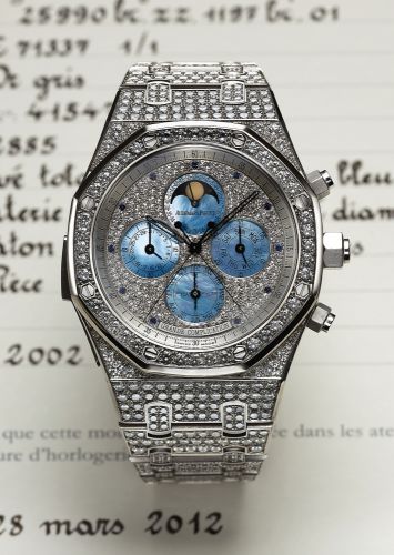 AUDEMARS PIGUET PIECE UNIQUE GRANDE.COMPLICATION.DIAMOND WHITE GOLD.Audemars Piguet, Genève, Royal Oak, Grande Complication, 25990BC..ZZ.1197BC.01, No. 415478, case No. E 71337, No. 1/1. Made circa 2002..Unique, octagonal, self-winding, water-resistant, 1