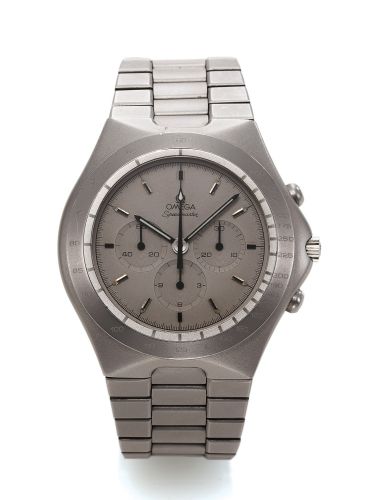 OMEGA SPEEDMASTER SO CALLED TEUTONIC STEEL.Omega, Speedmaster Professional, Smooth Line made for.the German speaking markets Ref. 145.0040/ 3450803, No..44124724. Made circa 1980s..Fine and rare, water-resistant, manual winding, stainless steel.grey-coate