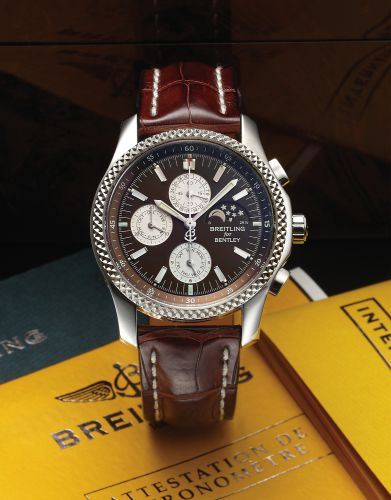 BREITLING REF. P19362 FOR BENTLEY.SPECIAL EDITION PLATINUM BEZEL.Breitling for Bentley, Mark VI Compl. 19, Automatic, Certified.Chronometer Special Edition, No. 2282637, Ref. P19362. Made in 2009.sold October 15th, 2009..Fine, stainless steel and platinum