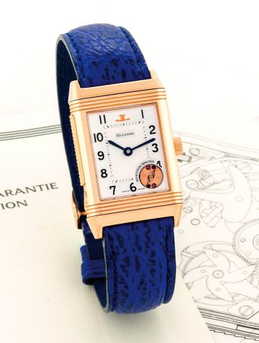 JAEGER-LECOULTRE REF. 270.2.73 MINUTE REPEATING REVERSO.Jaeger-LeCoultre, Reverso Répétition Minutes, No. 011/500, Ref. 270.2.73. Made in a limited edition of.500 pieces in 1994..Very fine and rare, rectangular, minute repeating, 18K pink gold reversible 