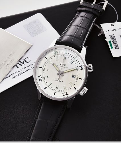 IWC REF. 3231 AQUATIMER PLATINUM.International Watch Co., Schaffhausen, Aquatimer Automatic, No, 3034004, case No. 3393551, limited.No. 082 / 500, Ref. 3231. Made in a limited edition of 500 pieces in 2008 to commemorate the 140th.anniversary of IWC..Very