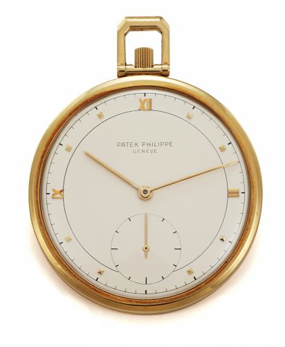 PATEK PHILIPPE REF. 707.POCKET WATCH YELLOW GOLD.Patek Philippe, Genève, No.892000, case No. 677971.Ref. 707, made in 1953..Fine, 18k yellow gold keyless pocket watch. Accompanied.by an extract from archives.