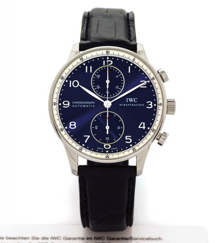 IWC PORTUGUESE CHRONOGRAPH LAUREUS LIMITED EDITION.International Watch Co., Schaffhausen, Portuguese - Chronograph Automatic.no. 0814/2000, case No. 3191496, Ref. IW371432. Made in a limited edition.of 2000 pieces for the Laureus Sport for the Good Founda