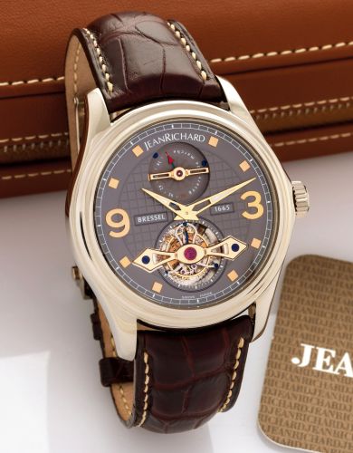 JEANRICHARD REF. 97112 HAUTE HORLOGERIE.TOURBILLON & POWER RESERVE WHITE GOLD.JeanRichard, Haute Horlogerie Bressel 1665 Tourbillon Reserve de Marche, No. 03, Ref. 97112-53-21A. Made circa 2010..Extremely fine, large, heavy 18K white gold water-resistant 