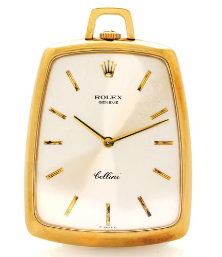 ROLEX CELLINI PENDANT WATCH YELLOW GOLD.Rolex, Genève, Cellini, case No. 4329569, Ref. 3727. Made in 1975..Very fine and elegant, thin and rare, 18K yellow gold, keyless pendant.watch..Dial, case and movement signed.