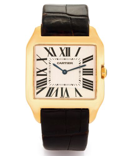 CARTIER REF. 2649 SANTOS DUMONT PINK GOLD.Cartier, Paris, Santos-Dumont, case No. 333743 CE.Ref. 2650. Made circa 2003..Very fine, horizontal rectangular, 18K pink gold wristwatch with an 18K pink gold Cartier deployant clasp..Dial, case and movement sign