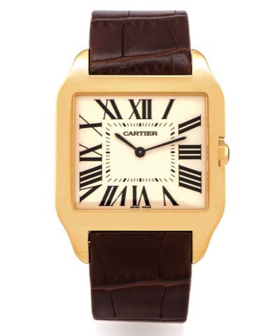 CARTIER REF 2649.SANTOS DUMONT YELLOW GOLD.Cartier, Paris, Santos-Dumont, case No. 373788 CE.Ref. 2649. Made circa 2003..Very fine, horizontal rectangular, 18K yellow gold wristwatch with an 18K yellow gold Cartier deployant clasp..Dial, case and movement