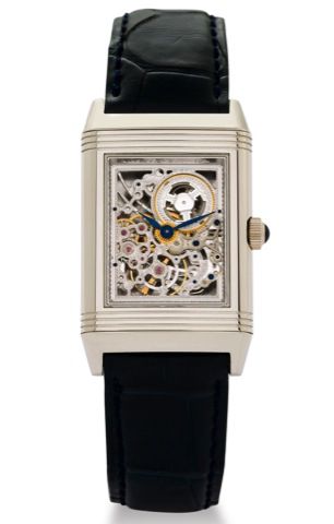 JAEGER LECOULTRE REVERSO.REF. 270.6.49 SKELETON PLATINUM.Jaeger LeCoultre, Reverso, Platinum Number One, No. 280/500.Ref. 270.6.49. Made in a limited edition of 500 pieces in 2001..Very fine and rare, rectangular, skeletonized, platinum reversible.wristwa