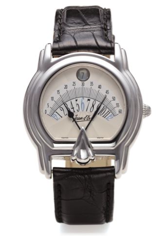 JEAN D'EVE JUMPING HOUR.RETROGRADE WHITE GOLD.Jean d'eve Jumping hour Retrograde, case.No. WG033, Made in the 2000s..Fine, self-winding, 18K white gold wristwatch with.jumping hour retrograde,18K white gold Jean d'eve.buckle..Dial, case and movement signe