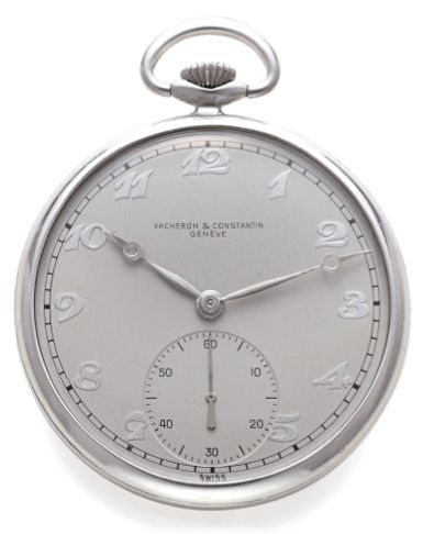 VACHERON & CONSTANTIN POCKET WATCH ALUMINUM.Vacheron & Constantin, Genève, No. 456298, case No. 319075, Ref. 4348. Made for Canadian Aluminium Limited circa 1950..Very fine and rare, lightweight, aluminum keyless dress watch with.aluminum movement and Bre