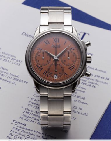 PIAGET GOUVERNEUR CHRONOGRAPH PLATINUM.Piaget, Genève, Chronograph Gouverneur Automatic.case No. 801282, Ref. 12978. Made in the late 1990s..Very fine and rare, self-winding, water-resistant, platinum.wristwatch with round button chronograph, registers, d