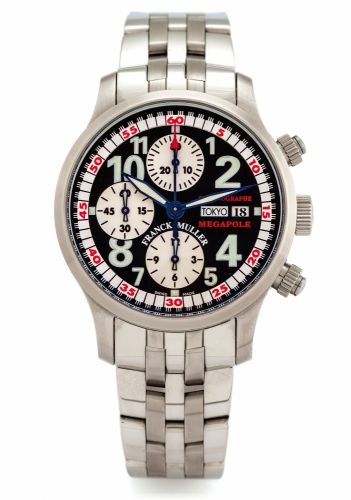 FRANCK MULLER TRANSAMERICA MEGAPOLE WORLD TIME.CHRONOGRAPH LIMITED EDITION STAINLESS STEEL.Franck Muller, Transamerica Megapole Chronographe, No. 09/250..Made circa 2000..Fine, world-time, stainless steel, self-winding, water-resistant.wristwatch with rou