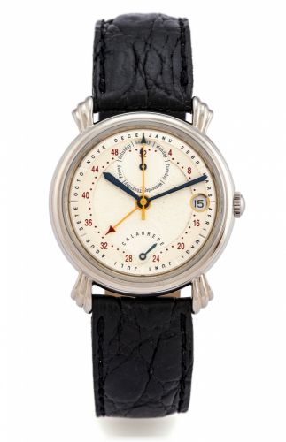 VINCENT CALABRESE TECHNIQUE STEEL.Vincent Calabrese, Swiss, 52, Technique, No. 721. Made circa 2006..Fine and unusual, self-winding, water-resistant, center seconds.stainless steel wristwatch with day, date, month, power reserve and.52-week indication and