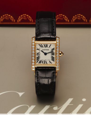 cartier tank francaise 18k gold diamond watch