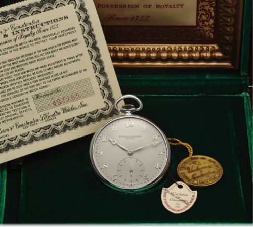 Vacheron & CONSTANTIN.POCKET WATCH ALUMINUM.Vacheron & Constantin, Genève, No. 497765, case No..336491, Ref. 4348. Made in 1953..Very fine and rare aluminum keyless dress / pocket watch..Accompanied by the original fitted box, guarantee (now.void), and 2 