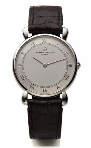 VACHERON CONSTANTIN REF. 33084.TEARDROP LUGS PLATINUM.Vacheron Constantin, Genève, movement.No. 759242, case No. 629870, Ref. 33084..Made in the 1990's. Very fine, thin, platinum.wristwatch with platinum vacheron.Constantin buckle. Accompanied by a.hang t