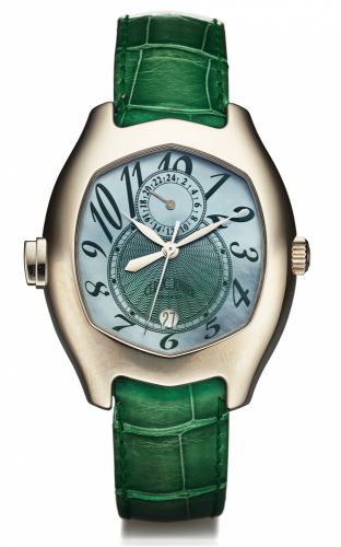 CEDRIC JOHNER REF. 4824 ABYSS WHITE GOLD.Cedric Johner, Genève, Abyss - Double Fuseau, case No. 17, Ref. 4824/4. Made circa 2004..Fine and unusual, tonneau-shaped, center seconds, self-winding.18K white gold wristwatch with two time zones, 24-hour indicat