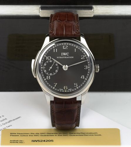 IWC REF. 5242 PORTUGUESE MINUTE REPEATER WHITE GOLD.International Watch Co., Schaffhausen, Portuguese Minute Repeater, No. 090 / 250, case No. 3321589.Ref. 524205. Made in a limited edition of 250 pieces circa 2010..Very fine and rare, large, minute-repea