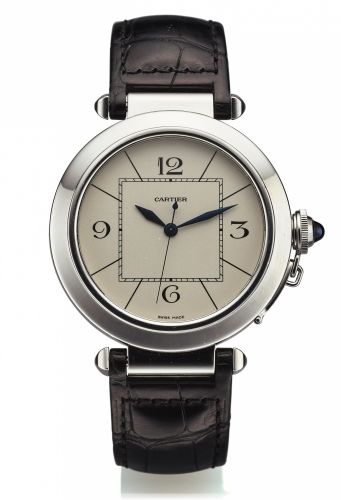 CARTIER REF. 2730 PASHA STEEL.Cartier, Pasha Automatic, case No. 904429UF, Ref. 2730..Made circa 2005..Fine, large, center seconds, self-winding, water-resistant.stainless steel wristwatch with a stainless steel Cartier.deployant clasp.
