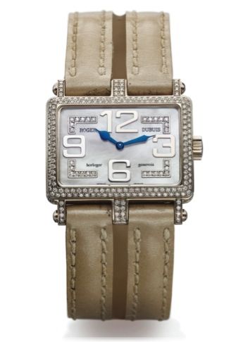 ROGER DUBUIS TOO MUCH WHITE GOLD.DIAMOND.Roger Dubuis, Geneve, Too Much, No. 11 / 28, movement No. 4493..Made in a limited edition of 28 pieces circa 2006..Very fine and unusual, horizontal rectangular curved, water.resistant, 18K white gold and diamond l