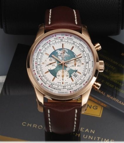 BREITLING REF. RB0510 BENTLEY.CHRONOGRAPH UNITIME PINK GOLD.Breitling, Automatic, Chronograph, Unitime, Automatic, No. 874.case No. 4231162, Ref. RB0510. Made circa 2013..Fine, large, self-winding, water-resistant, 18K pink gold.Chronometer wristwatch wit