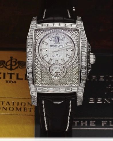 BREITLING REF. J28362 FLYING B FOR BENTLEY WHITE GOLD AND.DIAMOND.Breitling for Bentley, Flying B Chronometer, Officially Certified Chronometer, No. 2 25, case No. 2276468.Ref. J 28362. Made in a limited edition of 25 pieces in circa 2008..Very fine and r
