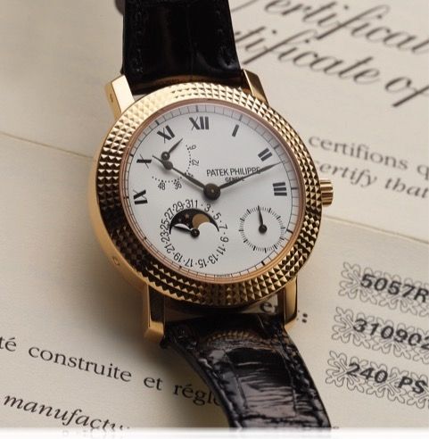 PATEK PHILIPPE REF. 5057 CORTINA JUBILEE PINK GOLD.Patek Philippe, Genève, Cortina Jubilee, No. 3109020, Ref. 5057 R. Made in a limited edition.of 100 examples in 18K pink gold in 1997 to commemorate Patek Philippe's collaboration with.Cortina, Singapore'