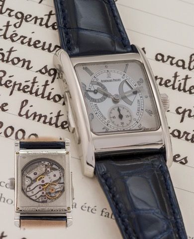 AUDEMARS PIGUET EDWARD PIGUET.MINUTE REPEATER LIMITED EDITION PLATINUM.Audemars Piguet, Edward Piguet Repetition Carillon, Edition Limitée 20pcs.movement No. 486256, case No. E 41966, Ref. 25935PT. Made in a limited edition of.20 pieces in 2000..Very fine