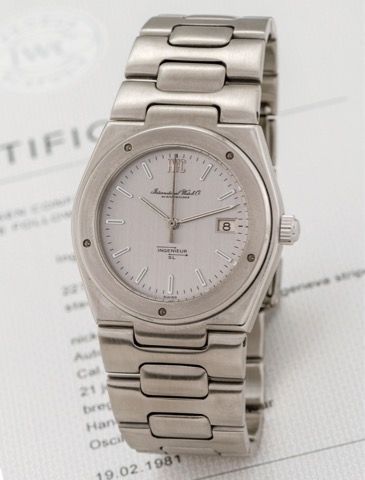 IWC INGENIEUR SL REF 1832 STEEL.International Watch Co., Schaffhausen, Ingenieur.Automatic'', case No. 2274504, Ref. 1832. Made in 1981..Fine and very rare, tonneau-shaped, center-seconds.self- winding, water-resistant, antimagnetic, stainless.steel wrist