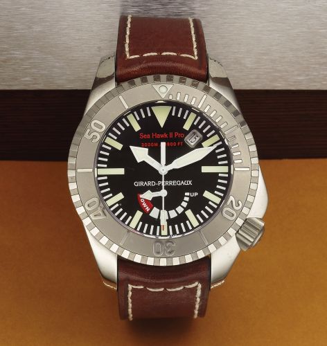 GIRARD-PERREGAUX REF. 49941.SEA HAWK II PRO TITANIUM.Girard-Perregaux, Sea Hawk ll Pro, 3000m / 9900ft, case No. 831.Ref. 49941. Made in 2008, sold August 14th, 2009..Fine, large, center seconds, self-winding, water-resistant.titanium diver's wristwatch w