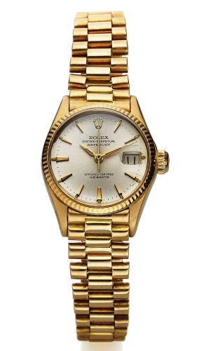 ladies 18ct gold rolex oyster perpetual datejust