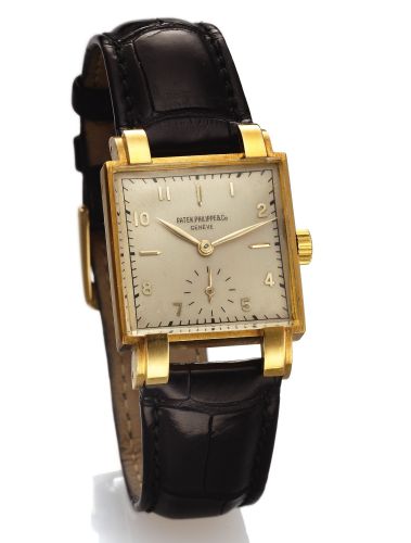 PATEK PHILIPPE REF. 1566 SQUARE YELLOW GOLD.Patek Philippe & Co, Genève, movement No. 950890.case No. 646090, Ref 1566. Made in 1946..Very fine and rare, square, 18K yellow gold wristwatch.