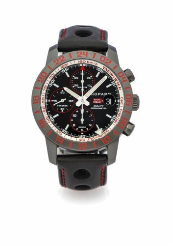 CHOPARD MILLE MIGLIA GMT CHRONOGRAPH PVD COATED LIMITED EDITION A fine self-winding PVD coated wristwatch with chronograph, date and 24-hour bezel and hand.