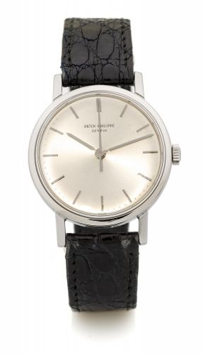 PATEK PHILIPPE, REF. 2483, STEEL A fine and very rare, manual wind, stainless steel wristwatch with center-seconds.