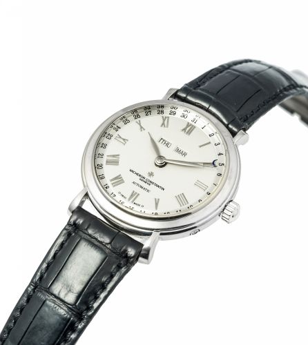 VACHERON CONSTANTIN REF. 47051 TRIPLE CALENDAR WHITE GOLD Very fine and rare, self-winding, 18K white gold wristwatch with triple-calendar.