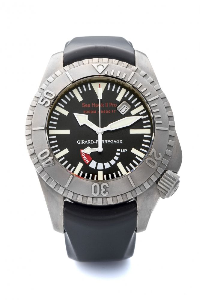 GIRARD PERREGAUX, REF. 49940, SEA HAWK PRO 2 A fine and impressive, self-winding titanium divers wristwatch with power-reserve and date.