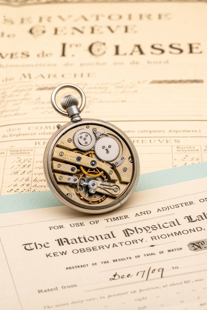 CHRONOMETER PRECISION WATCH FOR GENEVA OBSERVATORY TRIAL AND RICMOND OBSERVATORY TRIAL.
