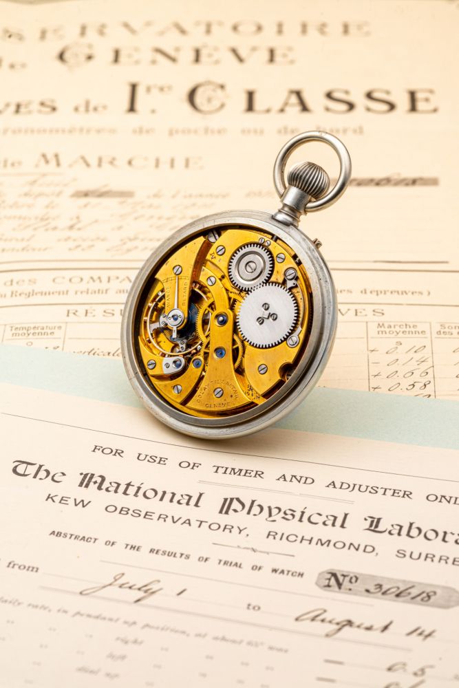 CHRONOMETER PRECISION WATCH FOR GENEVA OBSERVATORY TRIAL AND RICMOND OBSERVATORY TRIAL.