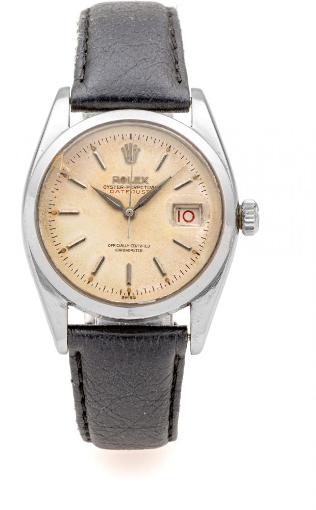 ROLEX, REF. 6304, RED DATEJUST, STEEL